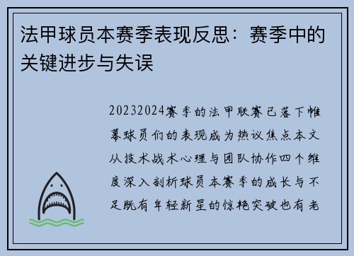 法甲球员本赛季表现反思：赛季中的关键进步与失误